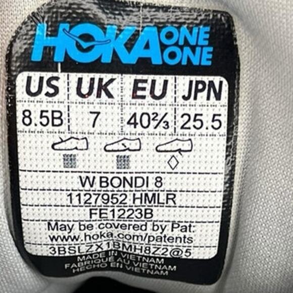 Women's Hoka One One Bondi 8 1127952-HMLR Mesh Running Sneaker Size 8.5 Gray - Picture 7 of 8